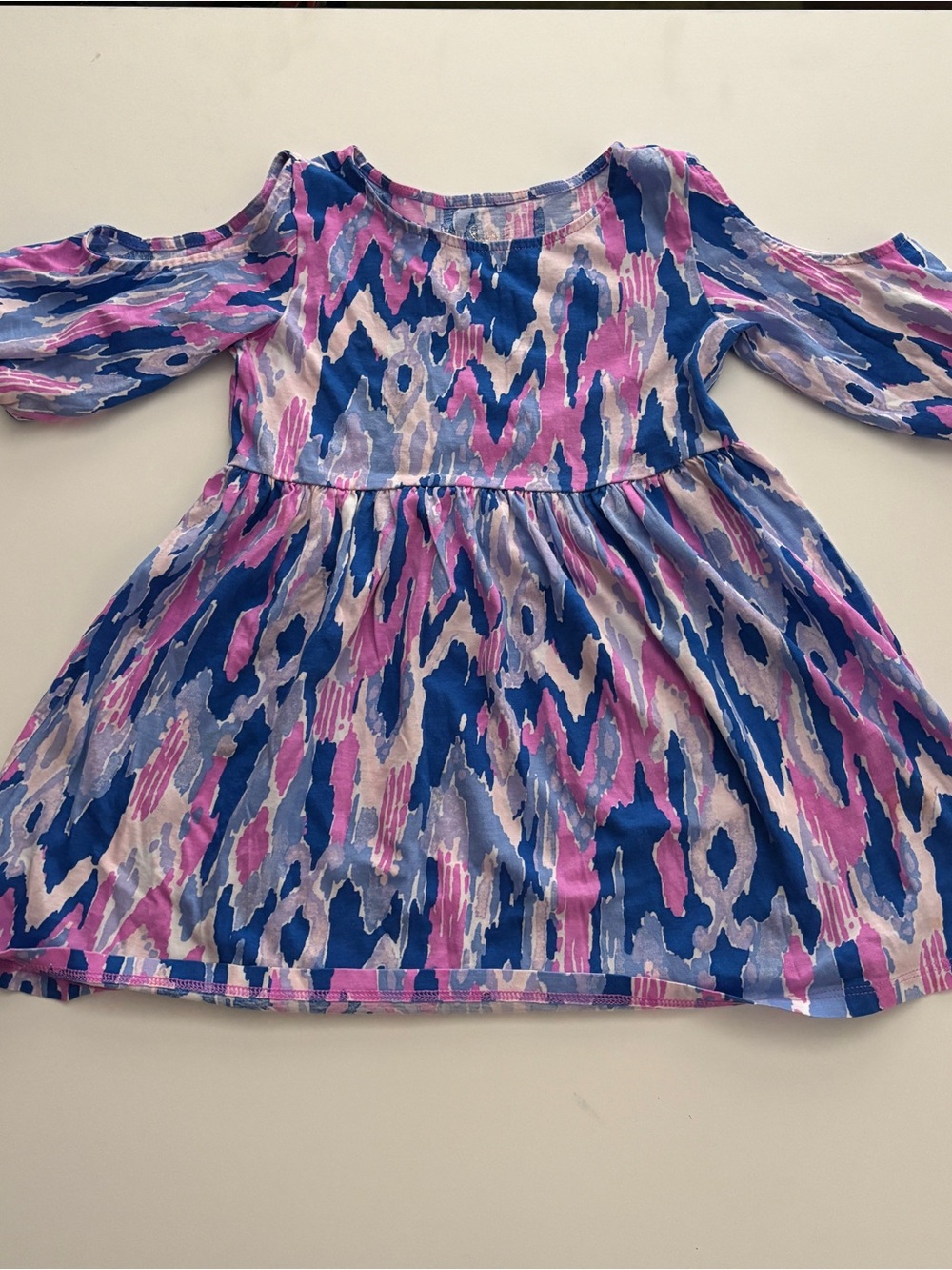 Lilly Pulitzer Pink, Blue & Cream Cold-Shoulder Girls Dress